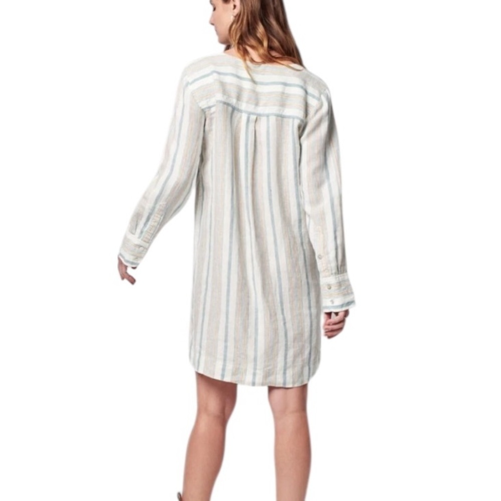 Faherty Beach Days Rialto Tunic Striped Linen Dress Luciano Stripe Size Large - Picture 2 of 11
